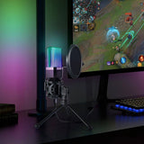 Darrahopens Electronics Simplecom UM650 USB Cardioid Condenser Microphone Gaming RGB Lights with Tripod & Pop Filter