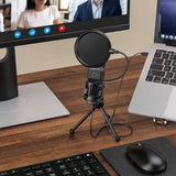 Darrahopens Electronics Simplecom UM650 USB Cardioid Condenser Microphone Gaming RGB Lights with Tripod & Pop Filter