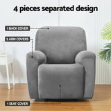 Darrahopens Furniture > Bar Stools & Chairs Artiss Recliner Chair Covers 1 Seater Velvet Grey