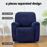 Darrahopens Furniture > Bar Stools & Chairs Artiss Recliner Chair Covers 1 Seater Velvet Navy