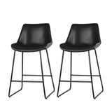 darrahopens Furniture > Bar Stools & Chairs Artiss Set of 2 Bar Stools Kitchen Metal Bar Stool Dining Chairs PU Leather Black