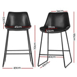 darrahopens Furniture > Bar Stools & Chairs Artiss Set of 2 Bar Stools Kitchen Metal Bar Stool Dining Chairs PU Leather Black