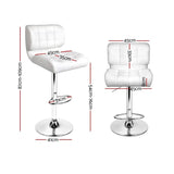 darrahopens Furniture > Bar Stools & Chairs Artiss Set of 2 PU Leather Gas Lift Bar Stools - White and Chrome