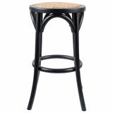 Darrahopens Furniture > Bar Stools & Chairs Aster 2pc Round Bar Stools Dining Stool Chair Solid Birch Wood Rattan Seat Black