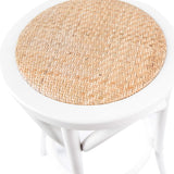 Darrahopens Furniture > Bar Stools & Chairs Aster 3pc Round Bar Stools Dining Stool Chair Solid Birch Wood Rattan Seat White