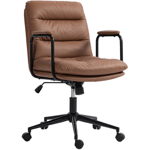 Darrahopens Furniture > Bar Stools & Chairs Faux Leather Office Chair -Brown