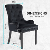 darrahopens Furniture > Bar Stools & Chairs La Bella 4 Set Black French Provincial Dining Chair Ring Studded Lisse Velvet Rubberwood