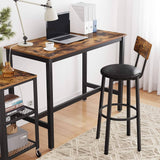 Darrahopens Furniture > Bar Stools & Chairs VASAGLE Set of 2 Bar Stools with Footrest PU Cover Vintage Brown Black