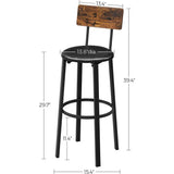 Darrahopens Furniture > Bar Stools & Chairs VASAGLE Set of 2 Bar Stools with Footrest PU Cover Vintage Brown Black