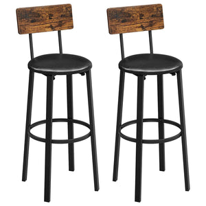 Darrahopens Furniture > Bar Stools & Chairs VASAGLE Set of 2 Bar Stools with Footrest PU Cover Vintage Brown Black