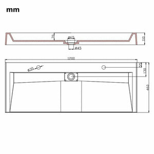 Darrahopens Furniture > Bathroom 1200*460 mm Double Wall hung basin counter basin stone cast bathroom wash basin White