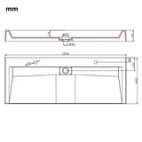 Darrahopens Furniture > Bathroom 1200*460 mm Double Wall hung basin counter basin stone cast bathroom wash basin White