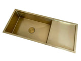 Darrahopens Furniture > Bathroom 2022 Brushed brass gold Copper Gunmetal single long bowl drainer stainless steel 304 kitchen sink