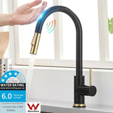 Darrahopens Furniture > Bathroom 2023 Brushed Gold Spout Matte Black pull out with spray function kitchen mixer tap faucet