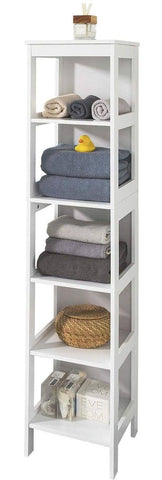 Darrahopens Furniture > Bathroom 5 Tier Bathroom Shelf Cabinet, White