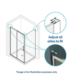 Darrahopens Furniture > Bathroom Adjustable Corner Sliding Chrome Shower Screen: 120-130cm (Front) x 77-80cm (Side)