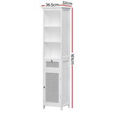 Darrahopens Furniture > Bathroom Artiss Bathroom Cabinet Storage 161cm White Rattan Tallboy Toilet Cupboard