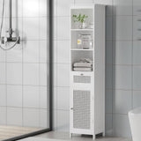 Darrahopens Furniture > Bathroom Artiss Bathroom Cabinet Storage 161cm White Rattan Tallboy Toilet Cupboard