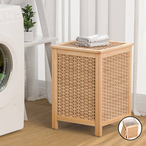 Darrahopens Furniture > Bathroom Artiss Laundry Hamper Bathroom Storage Cabinet Wooden Organiser Bag Clothes