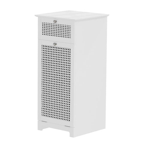 Darrahopens Furniture > Bathroom Artiss Laundry Hamper Cabinet Bathroom Storage White Rattan Clothes Basket