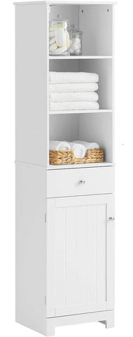 Darrahopens Furniture > Bathroom Tall Bathroom Storage Cabinet 3 Shelves, White