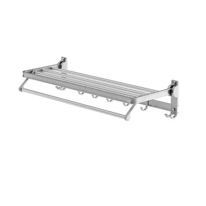 Darrahopens Furniture > Bathroom Towel Rail Rack Holder 4 Bars Wall Mounted Aluminium Foldable Hanging Hook