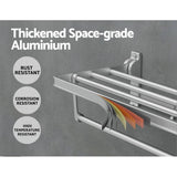 Darrahopens Furniture > Bathroom Towel Rail Rack Holder 4 Bars Wall Mounted Aluminium Foldable Hanging Hook