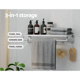 Darrahopens Furniture > Bathroom Towel Rail Rack Holder 4 Bars Wall Mounted Aluminium Foldable Hanging Hook