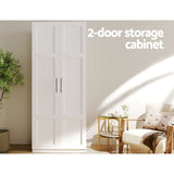 Darrahopens Furniture > Bedroom Artiss 2 Door Wardrobe Bedroom Cupboard Closet Storage Cabinet Organiser White