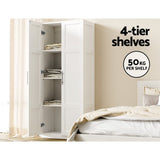 Darrahopens Furniture > Bedroom Artiss 2 Door Wardrobe Bedroom Cupboard Closet Storage Cabinet Organiser White