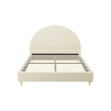 Darrahopens Furniture > Bedroom Artiss Bed Frame Double Size Bed Base w Arched Headboard Velvet Fabric Cream