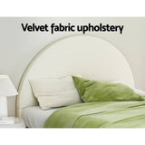 Darrahopens Furniture > Bedroom Artiss Bed Frame Double Size Bed Base w Arched Headboard Velvet Fabric Cream