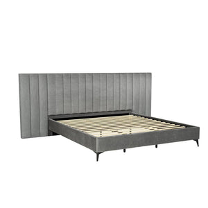 Darrahopens Furniture > Bedroom Artiss Bed Frame King Size Bed Base w Oversized Headboard Velvet Fabric Grey