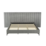 Darrahopens Furniture > Bedroom Artiss Bed Frame King Size Bed Base w Oversized Headboard Velvet Fabric Grey