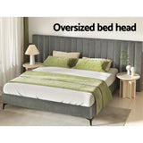 Darrahopens Furniture > Bedroom Artiss Bed Frame King Size Bed Base w Oversized Headboard Velvet Fabric Grey