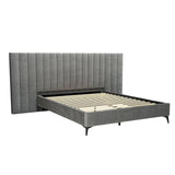 Darrahopens Furniture > Bedroom Artiss Bed Frame Queen Size Bed Base w Oversized Headboard Velvet Fabric Grey