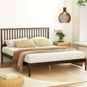 Darrahopens Furniture > Bedroom Artiss Bed Frame Queen Size Wooden Base Mattress Platform Timber Walnut VISE