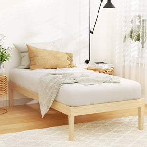 Darrahopens Furniture > Bedroom Artiss Bed Frame Single Size Wooden Base Mattress Platform Timber Pine BRUNO