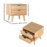 Darrahopens Furniture > Bedroom Artiss Bedside Table 2 Drawers Nightstand Side End Table Storage Cabinet Pine