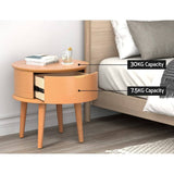 Darrahopens Furniture > Bedroom Artiss Bedside Table Curved Drawers Side End Table Nightstand Legs Bedroom Oak