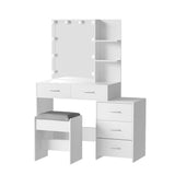 Darrahopens Furniture > Bedroom Artiss Dressing Table LED 10 Bulbs Makeup Mirror Stool Set Vanity Desk White