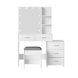 Darrahopens Furniture > Bedroom Artiss Dressing Table LED 10 Bulbs Makeup Mirror Stool Set Vanity Desk White