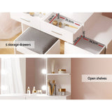 Darrahopens Furniture > Bedroom Artiss Dressing Table LED 10 Bulbs Makeup Mirror Stool Set Vanity Desk White