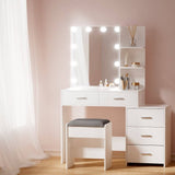 Darrahopens Furniture > Bedroom Artiss Dressing Table LED 10 Bulbs Makeup Mirror Stool Set Vanity Desk White