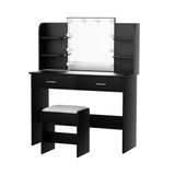 Darrahopens Furniture > Bedroom Artiss Dressing Table LED Makeup Mirror Stool Set 10 Bulbs Vanity Desk Black