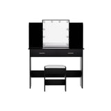 Darrahopens Furniture > Bedroom Artiss Dressing Table LED Makeup Mirror Stool Set 10 Bulbs Vanity Desk Black