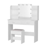 Darrahopens Furniture > Bedroom Artiss Dressing Table LED Makeup Mirror Stool Set 10 Bulbs Vanity Desk White