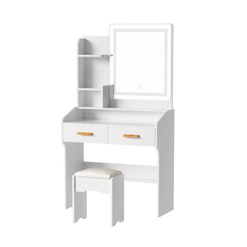 Darrahopens Furniture > Bedroom Artiss Dressing Table LED Makeup Mirror Stool Set Vanity Desk White