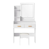 Darrahopens Furniture > Bedroom Artiss Dressing Table LED Makeup Mirror Stool Set Vanity Desk White