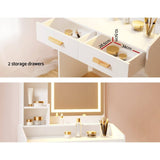 Darrahopens Furniture > Bedroom Artiss Dressing Table LED Makeup Mirror Stool Set Vanity Desk White